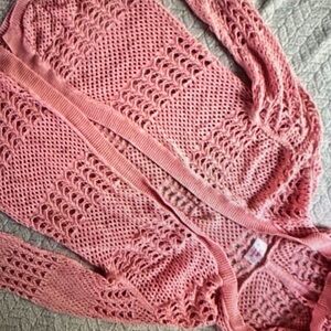 Justice Pink Open-Knit Cardigan